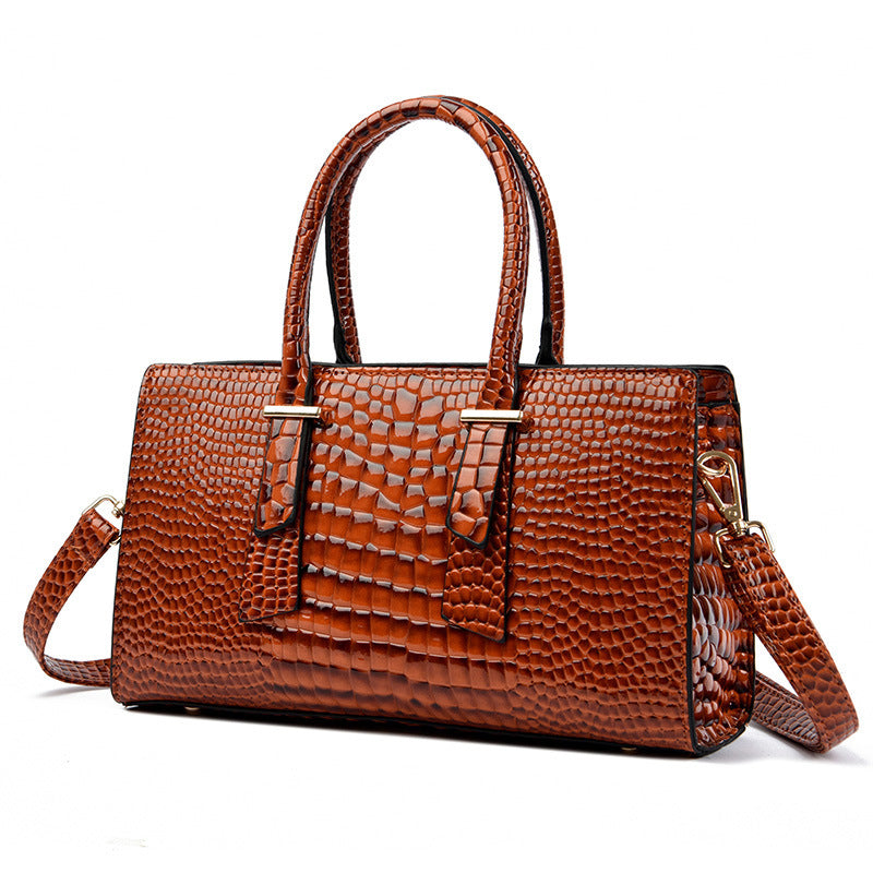 Women's Fashion Retro Crocodile Pattern All-match Shoulder Messenger Bag