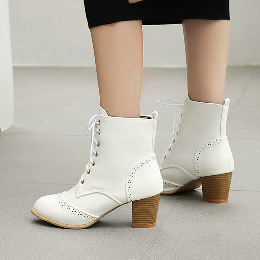 Chunky Heel Front Lace-up Martin Boots