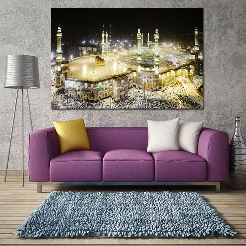 Modern Home Leaflet Architectural Night Scene Canvas Wall Decoration Painting