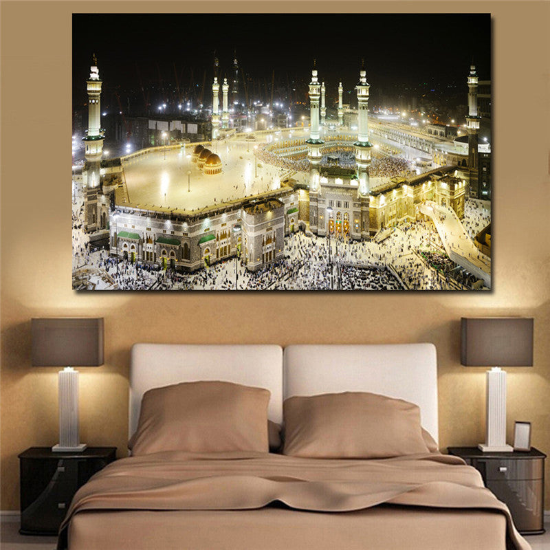 Modern Home Leaflet Architectural Night Scene Canvas Wall Decoration Painting