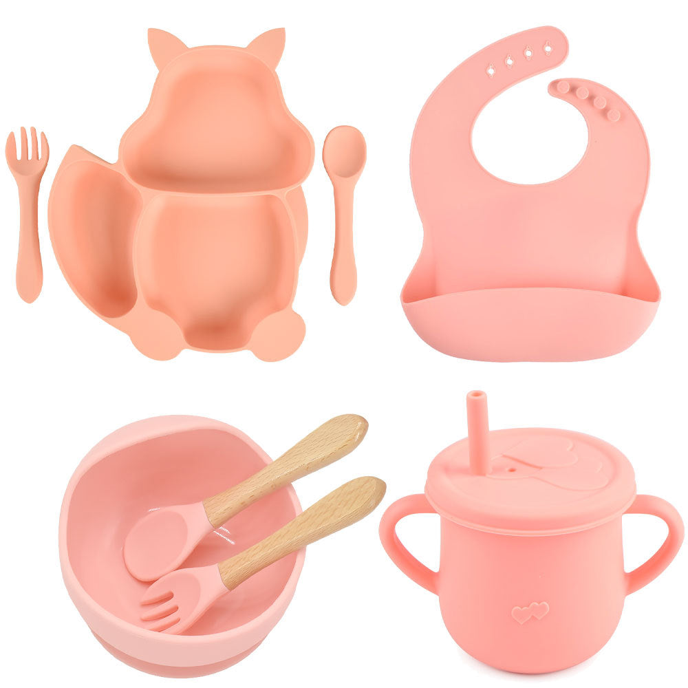 Silicone Children's Tableware Baby Feeding Complementary Food Training Set