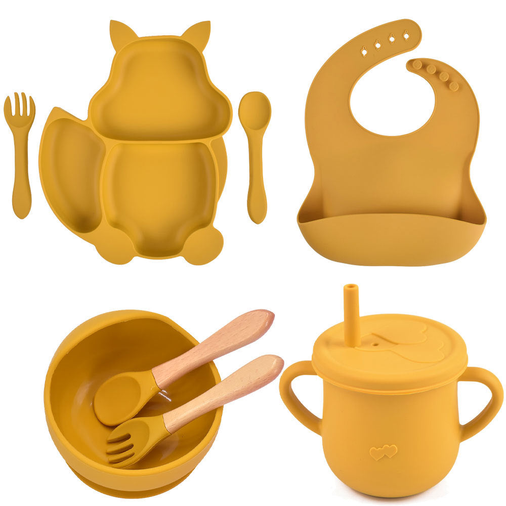 Silicone Children's Tableware Baby Feeding Complementary Food Training Set