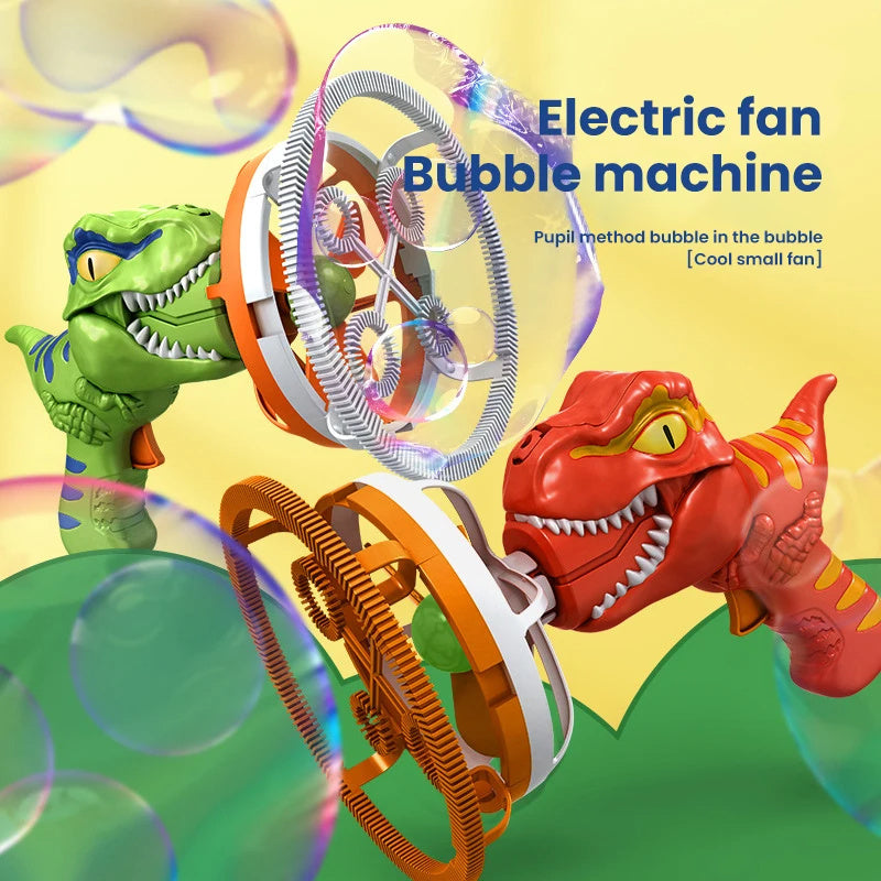 Fan Dinosaur Bubble Machine Bubble Blowing Toy Children's Handheld Bubble Machine New Cartoon Blowing Bubble Gun Toy Gift