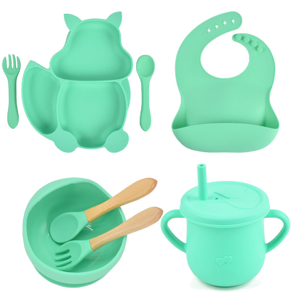 Silicone Children's Tableware Baby Feeding Complementary Food Training Set