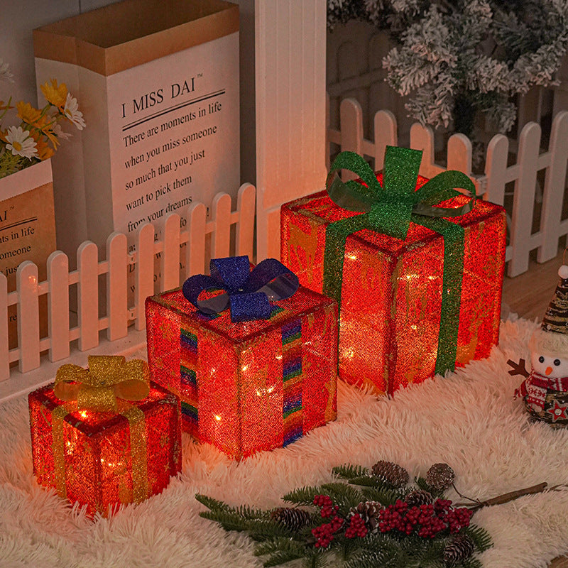 Lighted Up Outdoor Christmas Decorations Luminous Christmas Gift Box