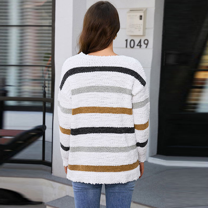 Women's Fashion Striped Printed Long Sleeves