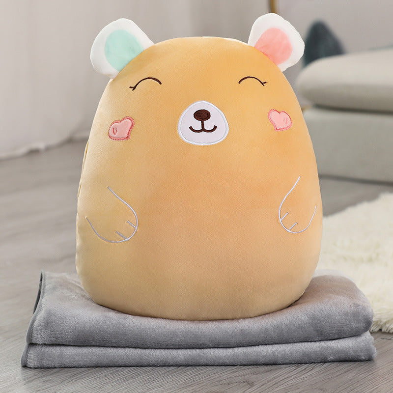 Soft Cute Cartoon Animal Hand Warmer Pillow Blanket Three In One