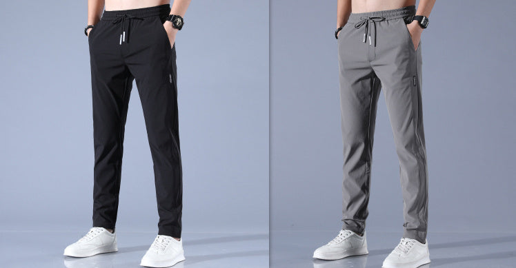 Summer Ice Silk Men's Stretch Breathable Straight Sports Trousers