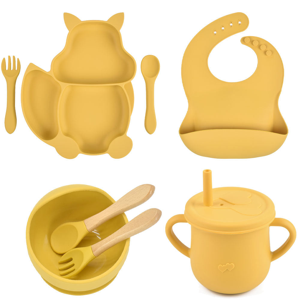 Silicone Children's Tableware Baby Feeding Complementary Food Training Set