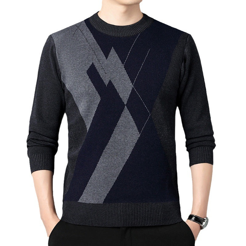 Men's Loose Multicolor Round Neck Warm Sweater