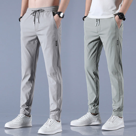 Summer Ice Silk Men's Stretch Breathable Straight Sports Trousers