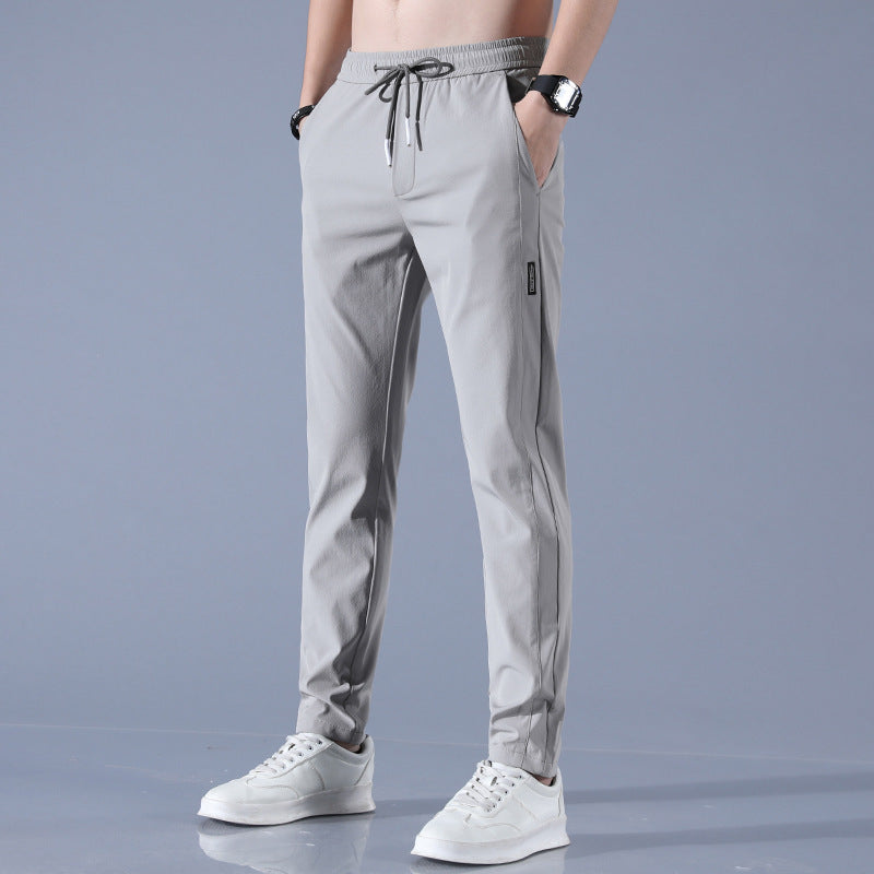 Summer Ice Silk Men's Stretch Breathable Straight Sports Trousers