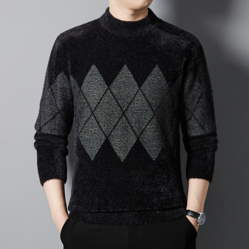 Men's Fashion Round Neck Thickened Ferret Velvet Sweater