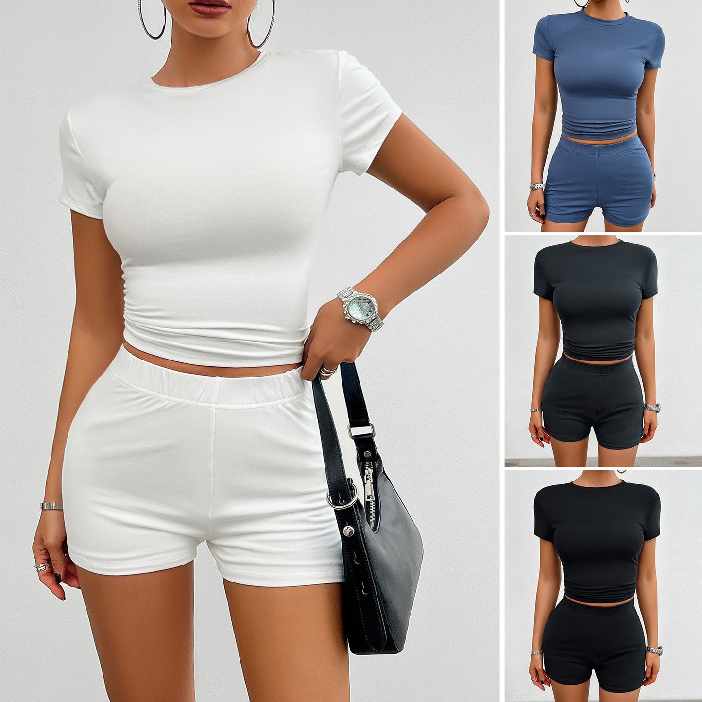 Round Neck T-shirt And Elastic Shorts