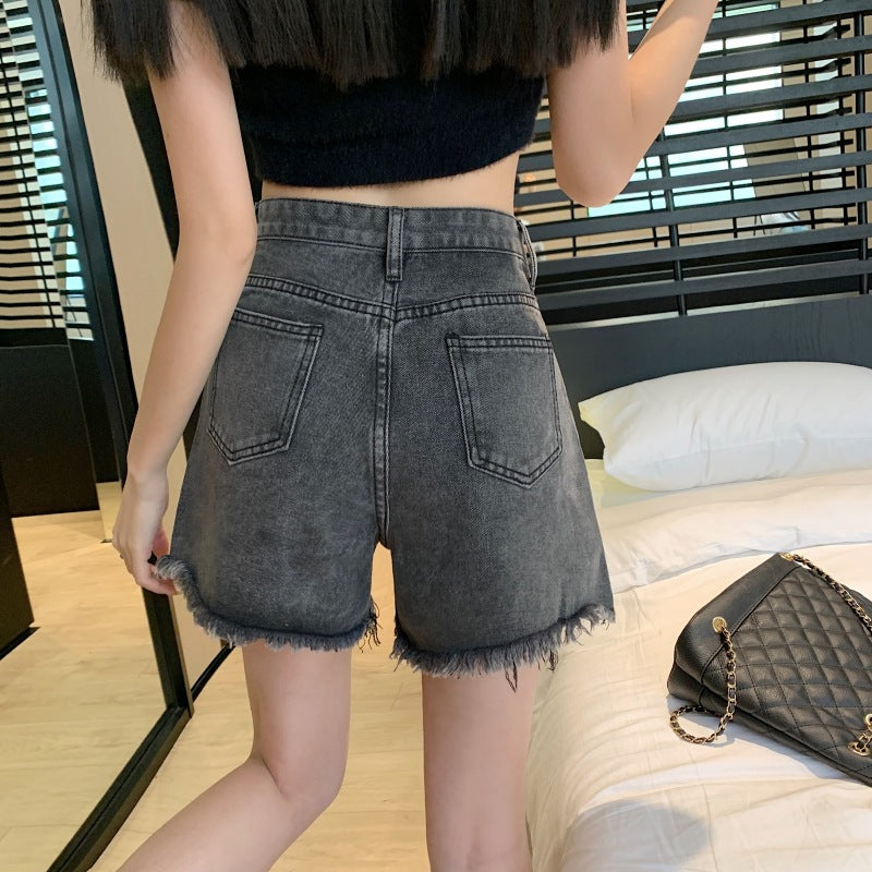 Leg Denim Shorts