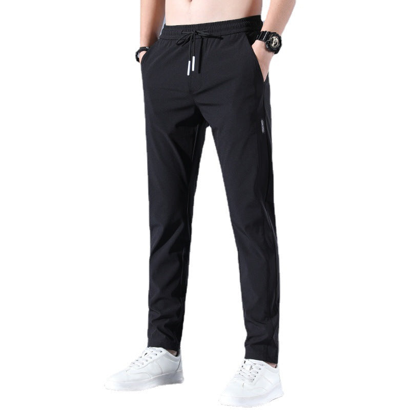 Summer Ice Silk Men's Stretch Breathable Straight Sports Trousers