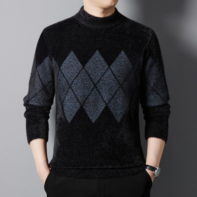 Men's Fashion Round Neck Thickened Ferret Velvet Sweater