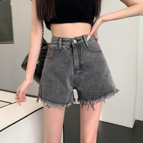 Leg Denim Shorts