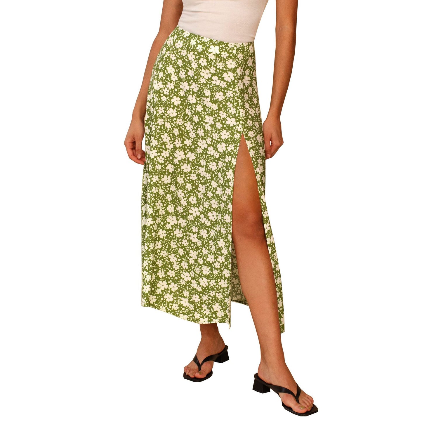 Long Skirt High Waist Slit Hip Skirt