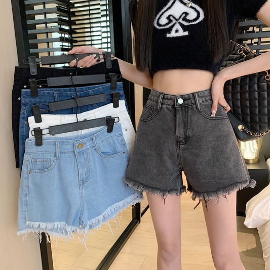 Leg Denim Shorts