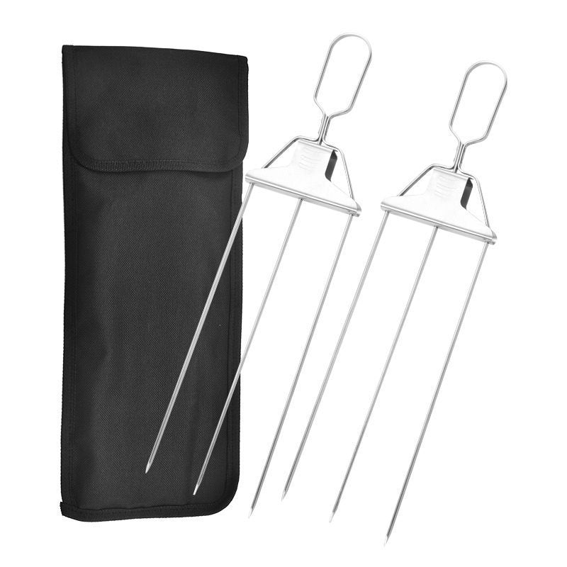 Household Stainless Steel Semi-automatic Barbecue Fork