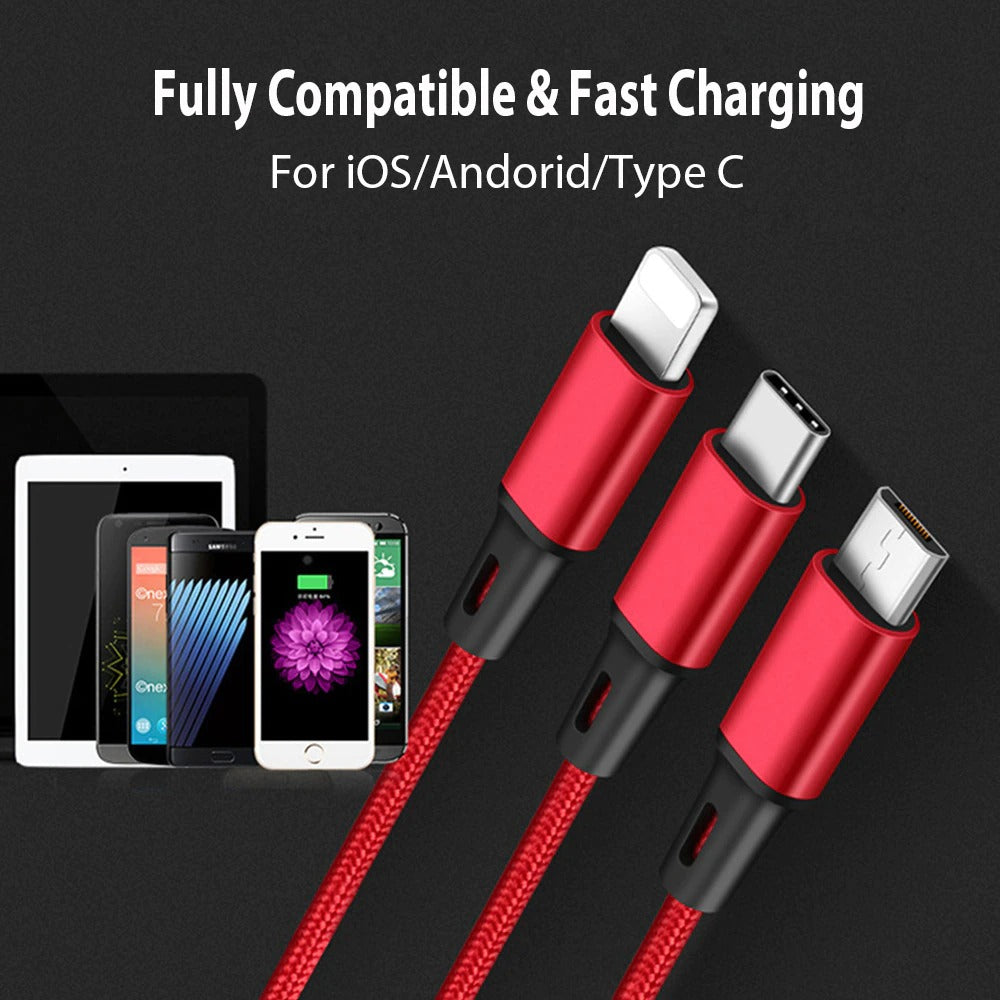 USB Cable For 'IPhone XS Max XR X 8 7 ,3 In 1