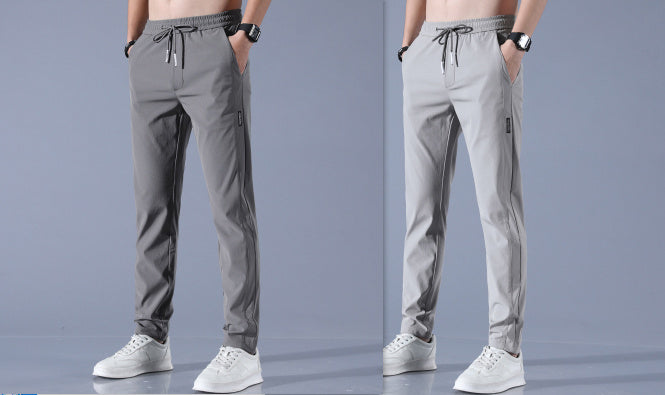 Summer Ice Silk Men's Stretch Breathable Straight Sports Trousers