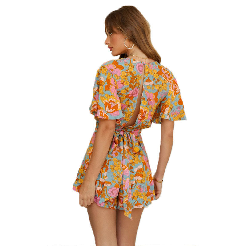 Short Print Jumpsuit Womens