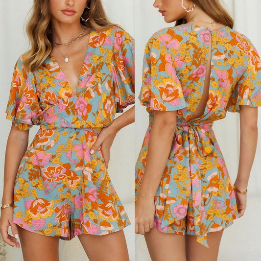 Short Print Jumpsuit Womens