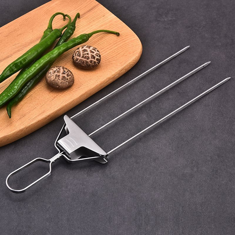 Household Stainless Steel Semi-automatic Barbecue Fork