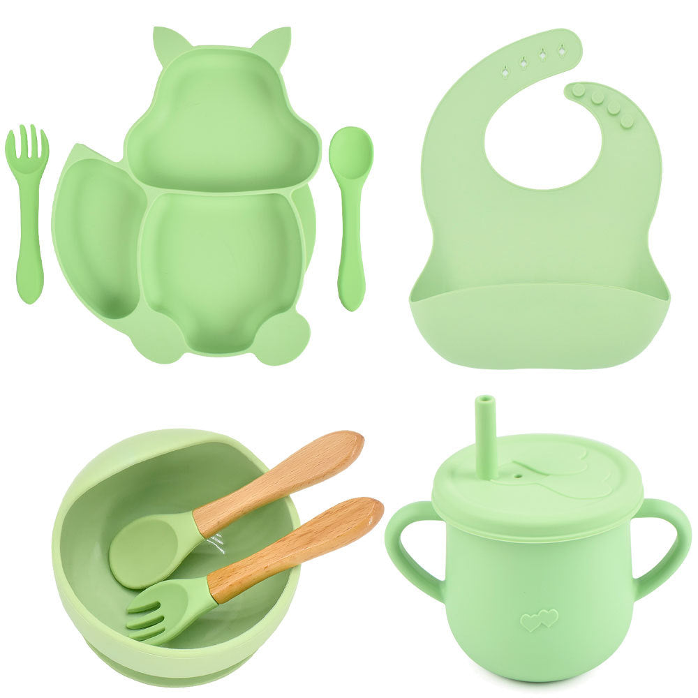 Silicone Children's Tableware Baby Feeding Complementary Food Training Set