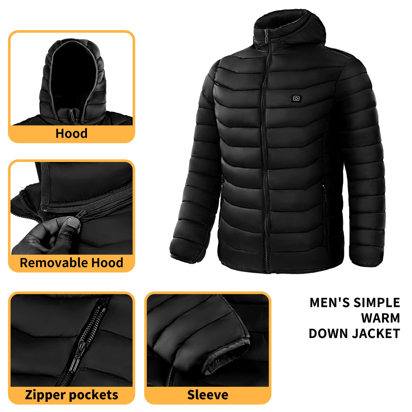 Men Heated Puffer Jacket Electric Heating Coat