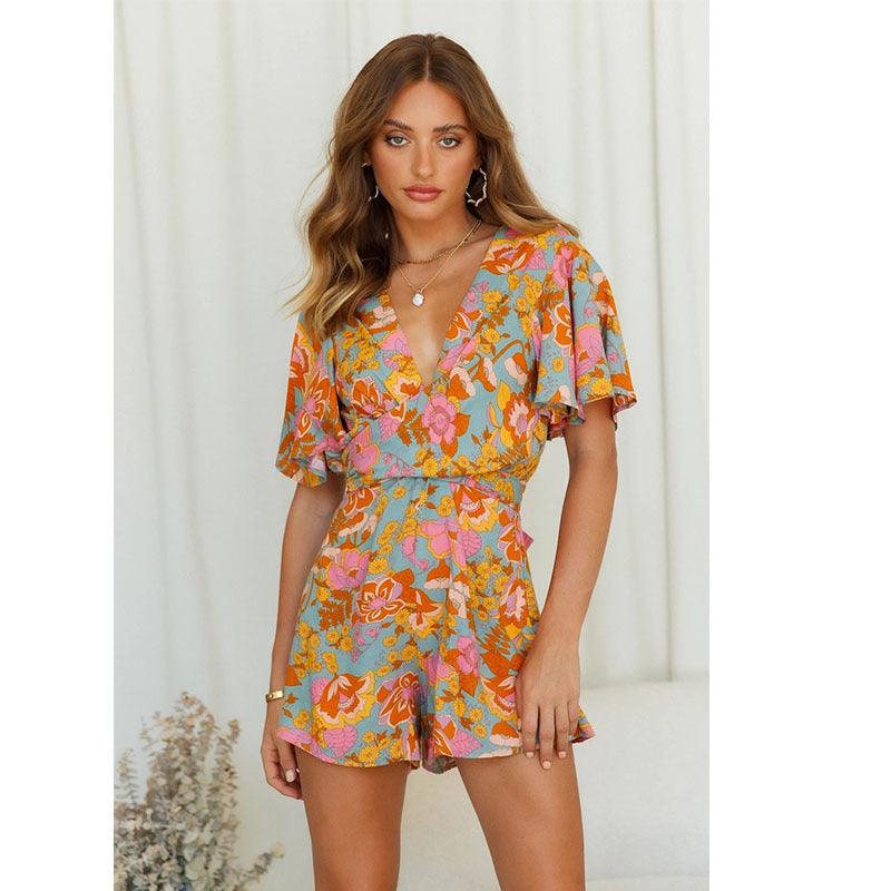 Short Print Jumpsuit Womens