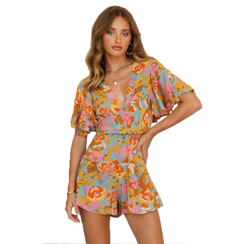 Short Print Jumpsuit Womens